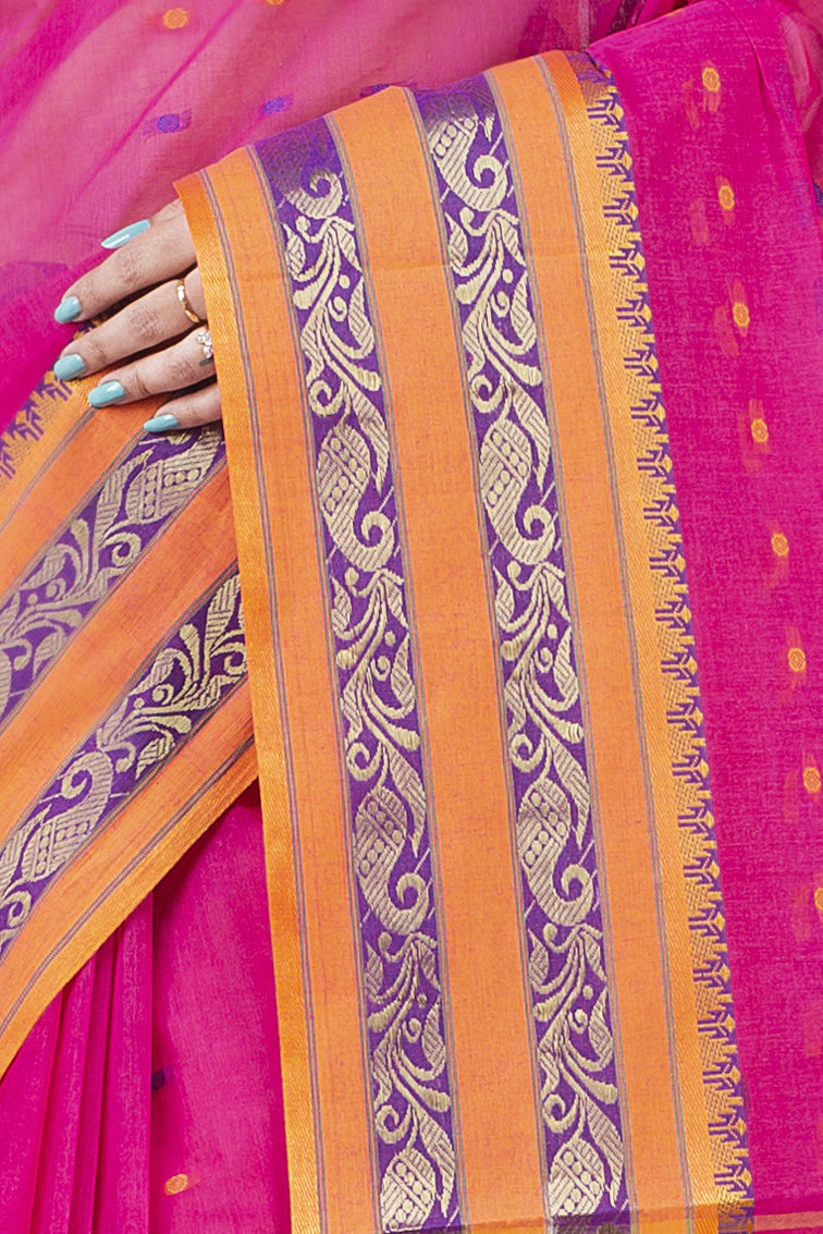 Beige Pure Cotton Alpona Tant Saree (194)